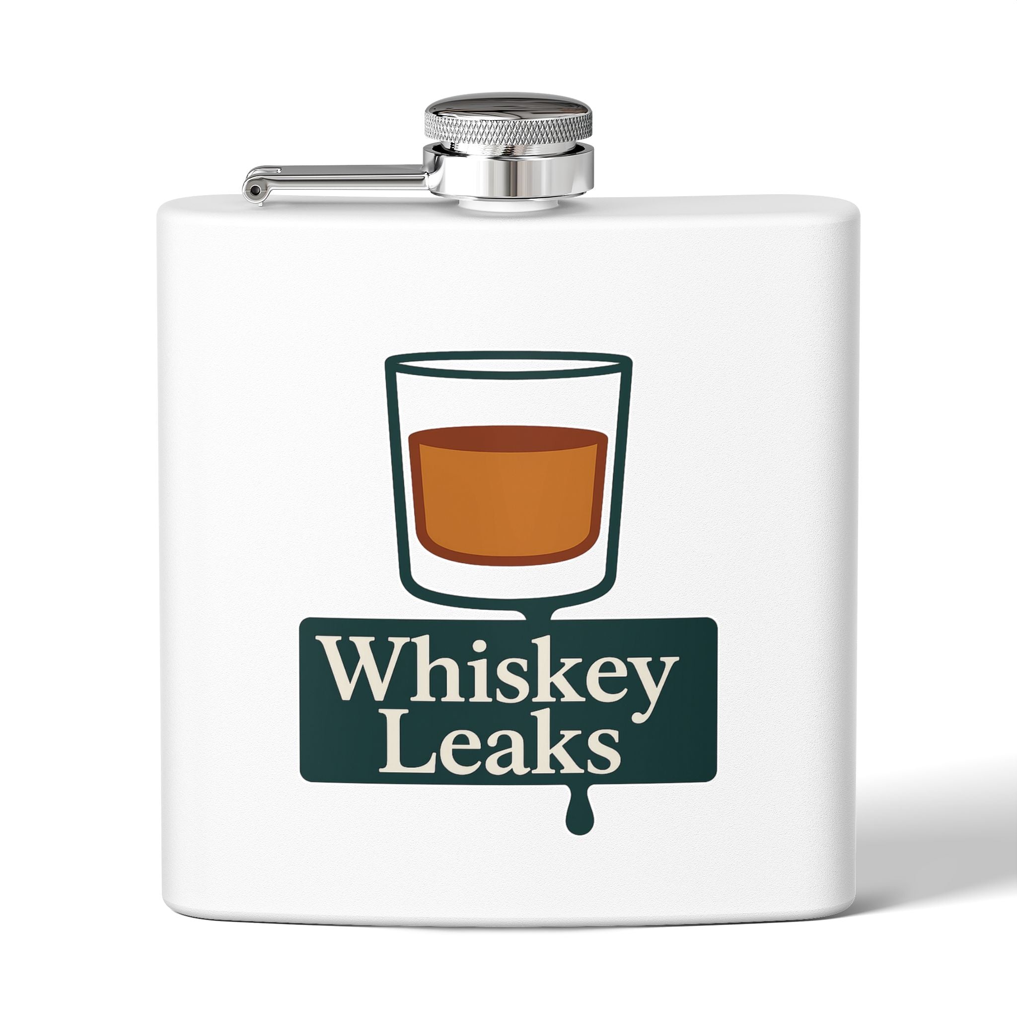 Whiskey Leaks Flask – 6oz Stainless Steel Hip Flask